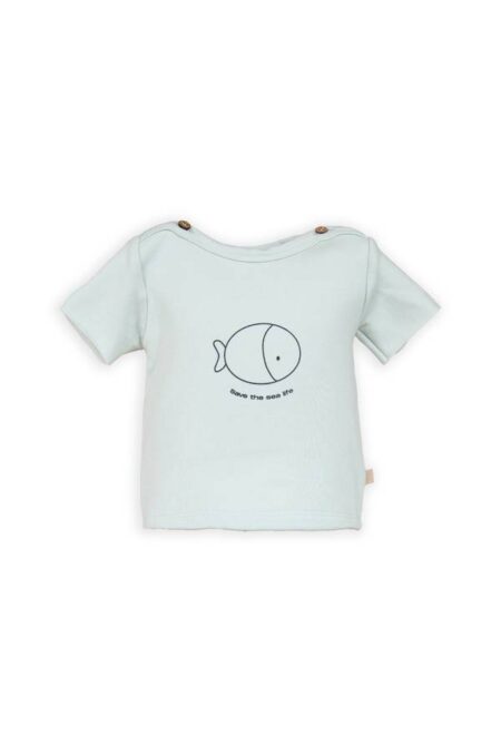 T-shirt a maniche corte con stampa - BLU BLUSH 125
